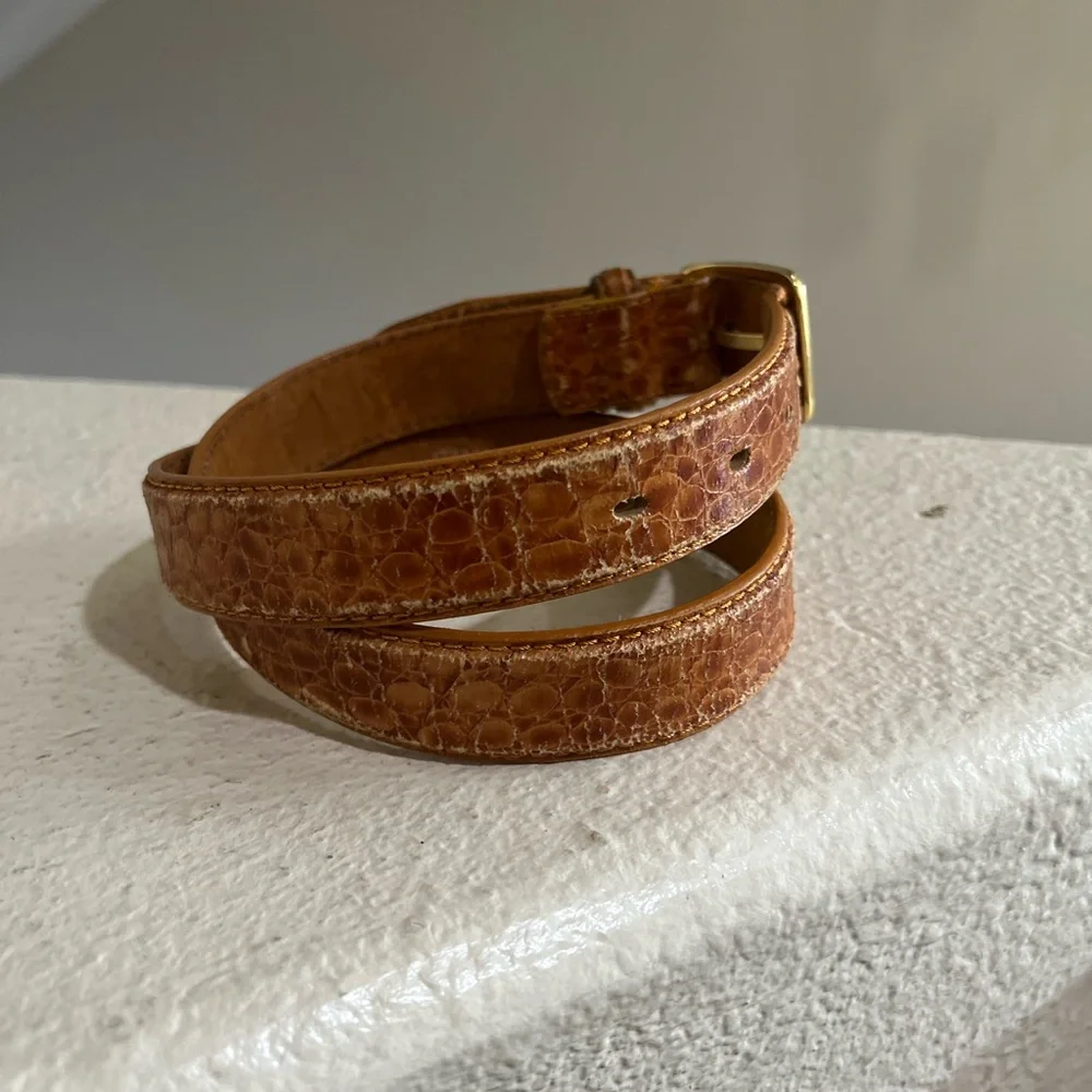 Italian brown distressed Leather Belt Mens sz 32l‎ Work Rugged Utility IGrunge